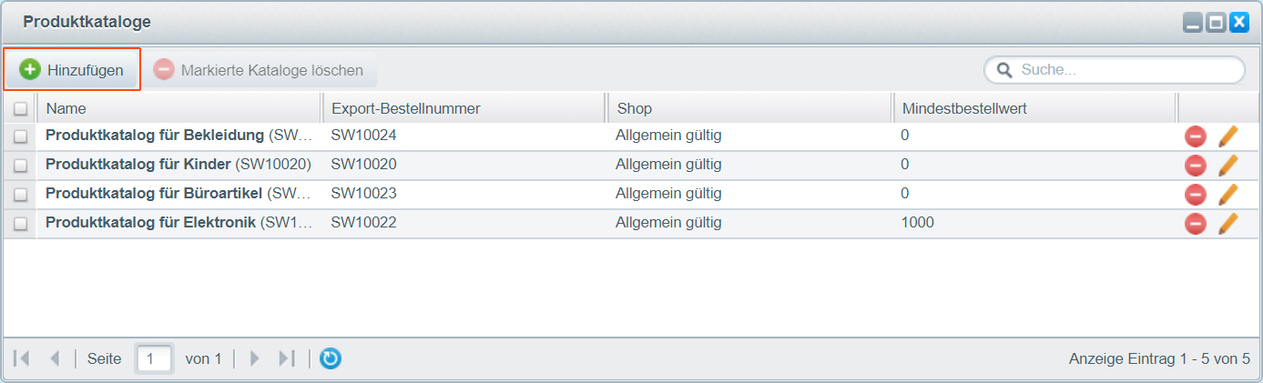 Katalog hinzufügen